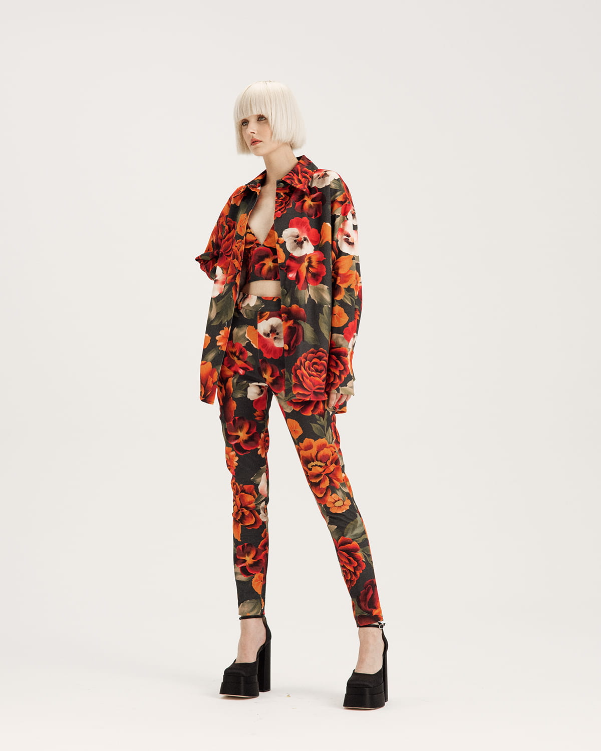 Cotton shirt with flower print
