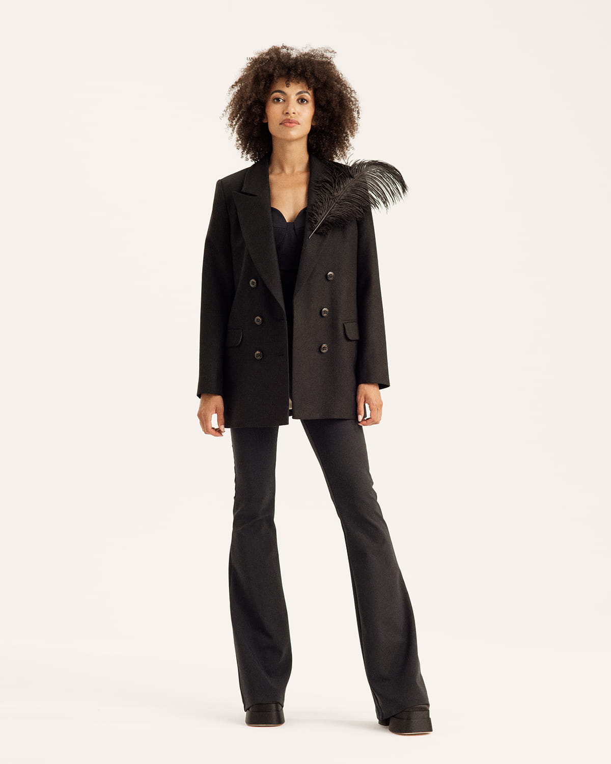 Double-breasted virgin wool jacket in black