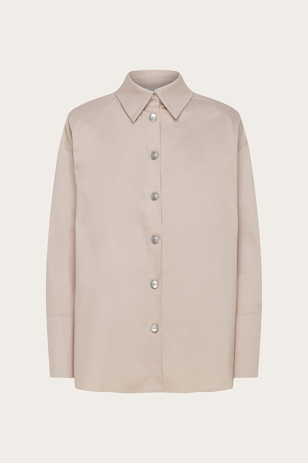 Denim oversized shirt in beige