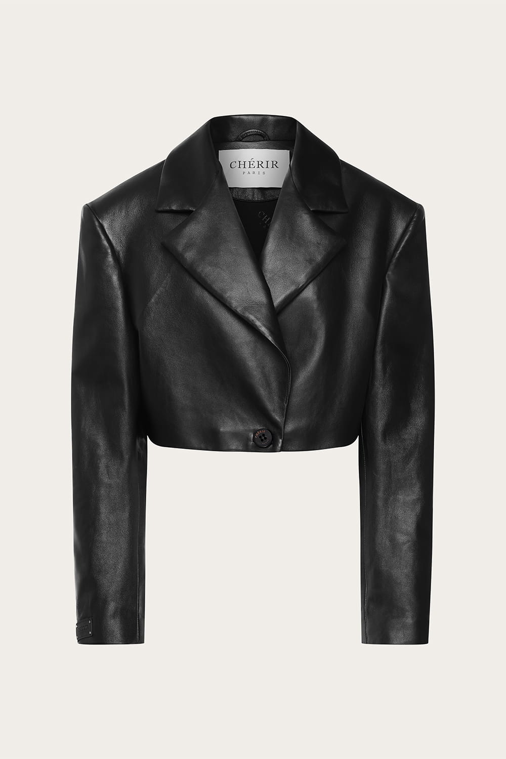Natural leather short jacket