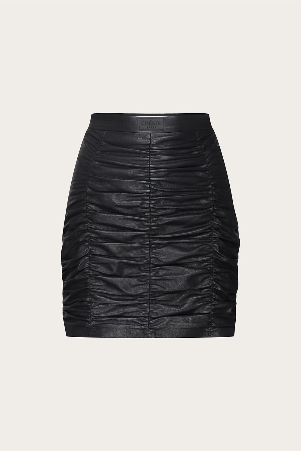 Natural leather draped skirt