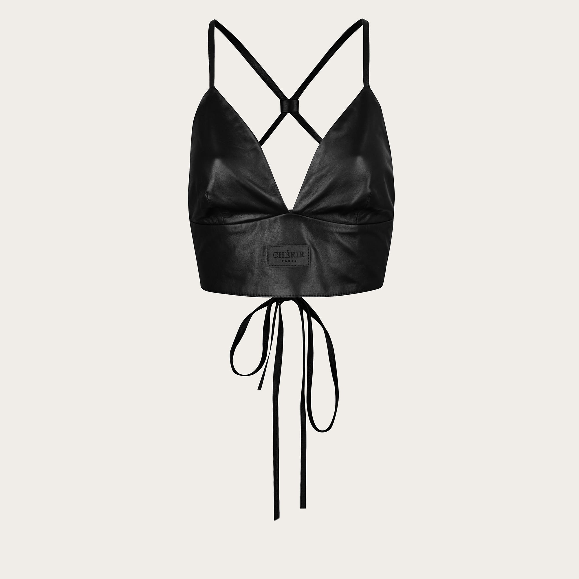 Natural leather crop top